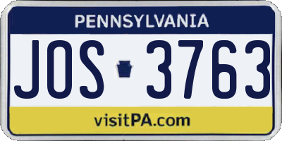 PA license plate JOS3763