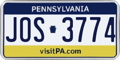 PA license plate JOS3774