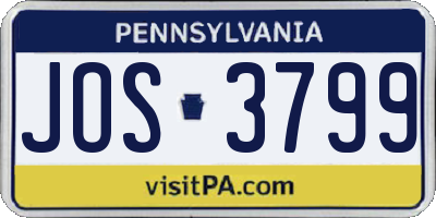 PA license plate JOS3799