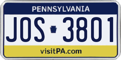 PA license plate JOS3801