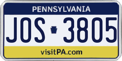 PA license plate JOS3805