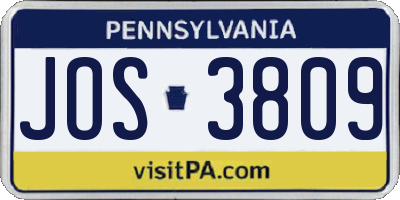 PA license plate JOS3809