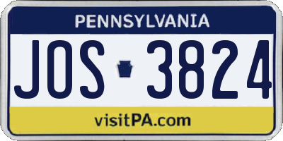 PA license plate JOS3824