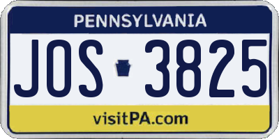 PA license plate JOS3825