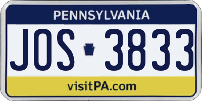 PA license plate JOS3833