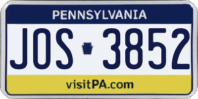 PA license plate JOS3852