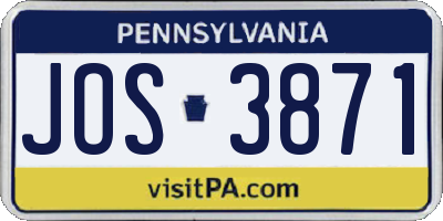 PA license plate JOS3871