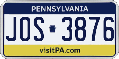 PA license plate JOS3876