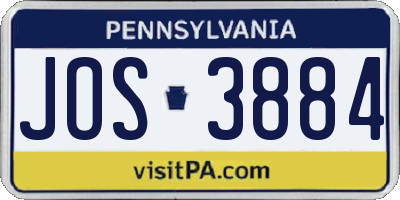 PA license plate JOS3884
