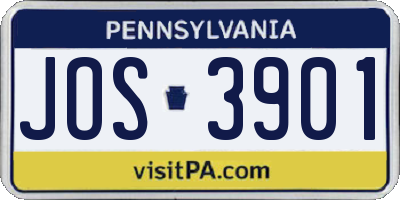 PA license plate JOS3901