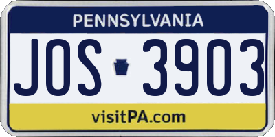 PA license plate JOS3903