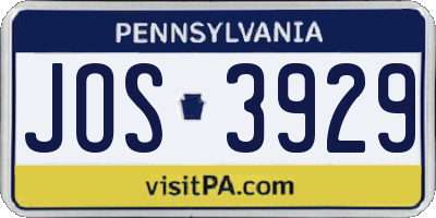 PA license plate JOS3929