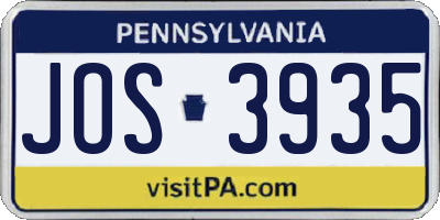 PA license plate JOS3935