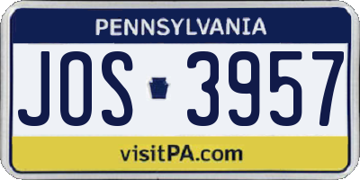 PA license plate JOS3957