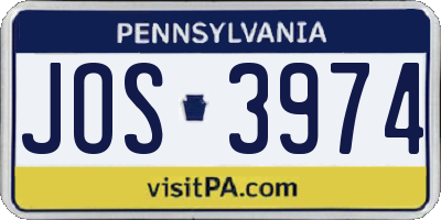 PA license plate JOS3974
