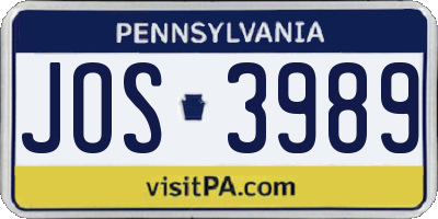 PA license plate JOS3989