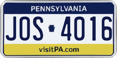 PA license plate JOS4016