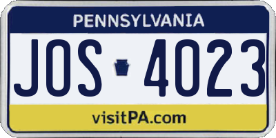 PA license plate JOS4023
