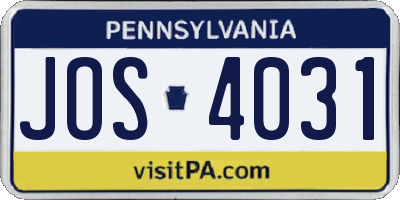 PA license plate JOS4031