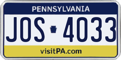PA license plate JOS4033