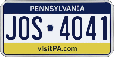 PA license plate JOS4041