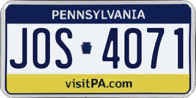 PA license plate JOS4071