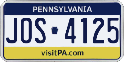 PA license plate JOS4125