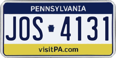 PA license plate JOS4131