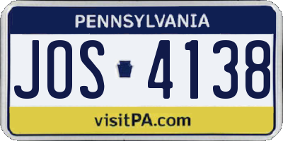 PA license plate JOS4138