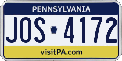 PA license plate JOS4172