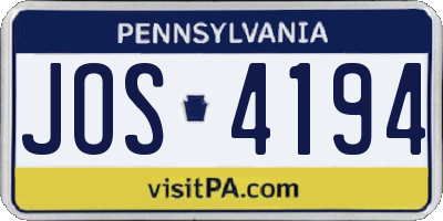 PA license plate JOS4194