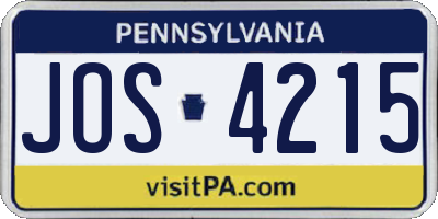 PA license plate JOS4215