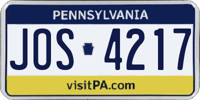 PA license plate JOS4217