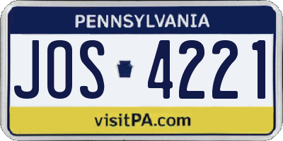 PA license plate JOS4221