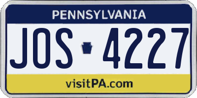 PA license plate JOS4227