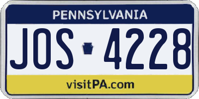 PA license plate JOS4228