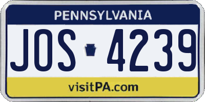 PA license plate JOS4239