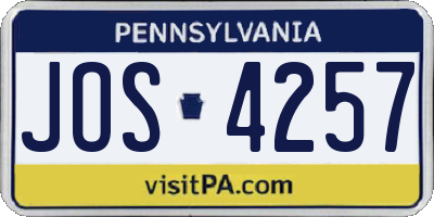 PA license plate JOS4257
