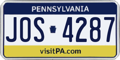 PA license plate JOS4287