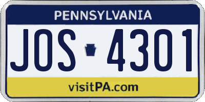 PA license plate JOS4301