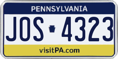 PA license plate JOS4323