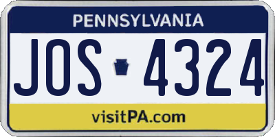 PA license plate JOS4324