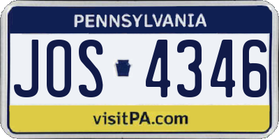 PA license plate JOS4346