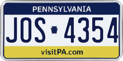 PA license plate JOS4354