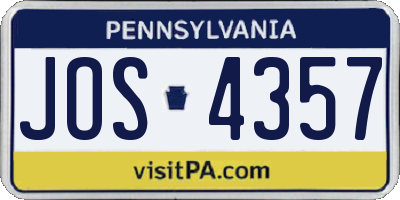 PA license plate JOS4357