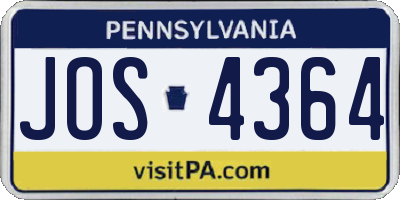 PA license plate JOS4364