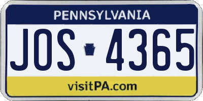 PA license plate JOS4365