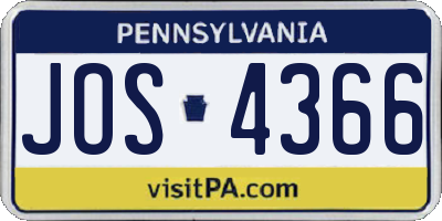 PA license plate JOS4366