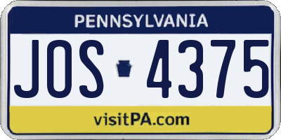 PA license plate JOS4375