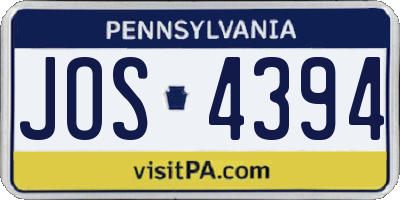 PA license plate JOS4394
